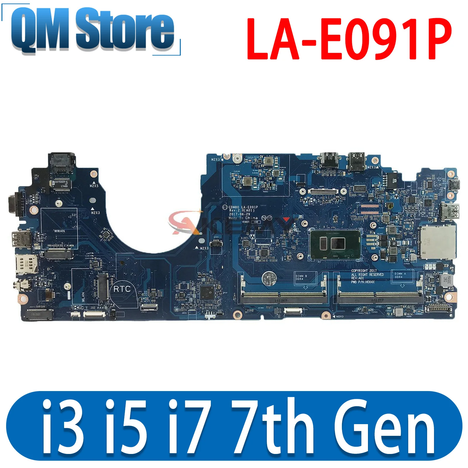 

For Dell Latitude 5580 Laptop Motherboard with i3 i5 i7 7th Gen CPU CDM80 LA-E091P Mainboard CN-0V6V32 07JF3P 08VMCW