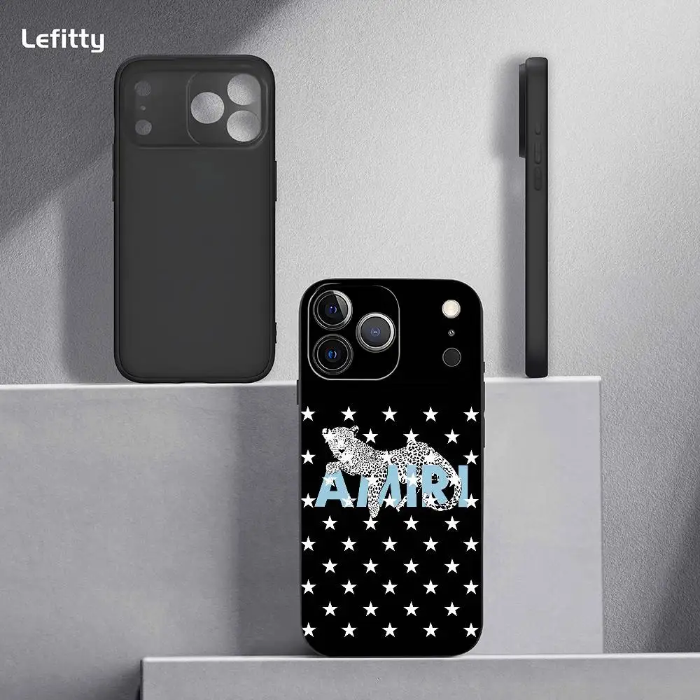 Fashion A-AMIRIS Phone Case For iPhone 17 16 15 14 13 12 11 Pro Max Plus Mini Black Frosted Soft Shell Funda