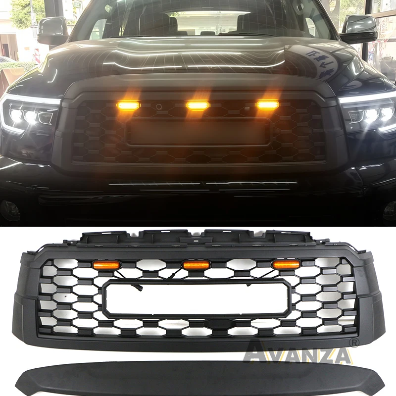 

Front Grille With LED Lights Auto Parts Bumper Grille Modification Accessories Fits For 2019 2020 2021 Toyota Sequoia Grill