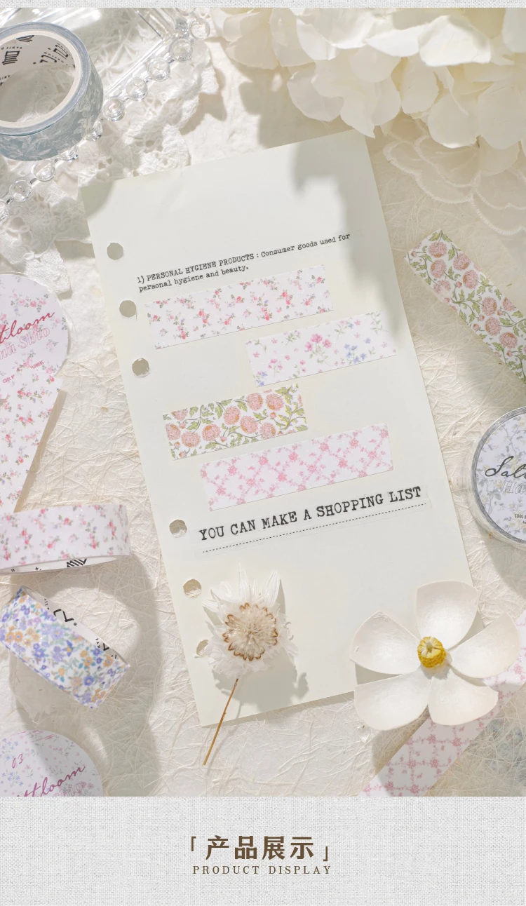 Journal GO Washi-Tape mit Blumenmuster, dekoratives Masking-Tape für Karten, Scrapbook, Planer, Dekoration, Schreibwaren, 1,5 cm x 2 m – Detail 7