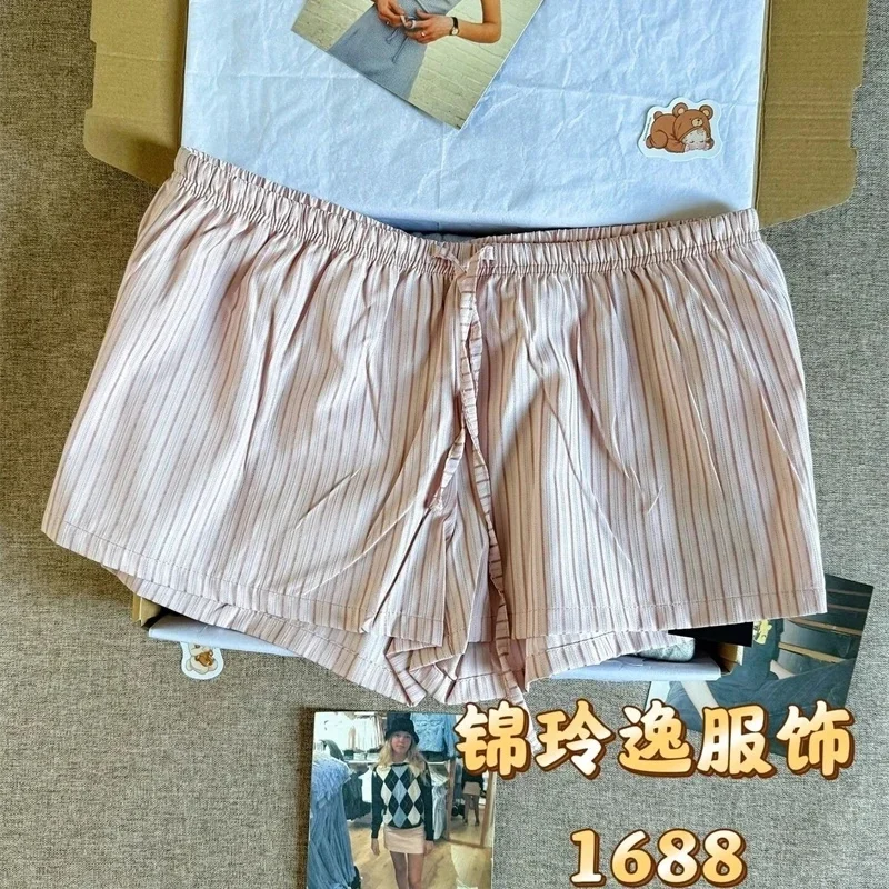 Pink Striped Blouse Tops Women Simple Silver Line Slim Short Sleeve Buttons T-shirts Female Sweet Cute Preppy Style Tshirt Y2K view 4