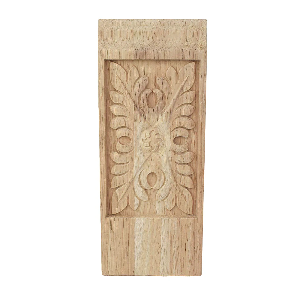 20cm Wood Carved Long Applique Frame Corner Onlay Unpainted Furniture Home Decor Garden Decoration Accessories Door