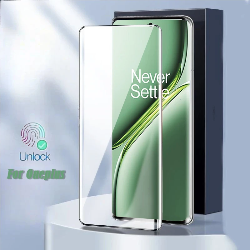 Protection d'écran en verre trempé 3D incurvé à colle intégrale pour OnePlus 13 12 11 10 9 Pro 12R 11R et OnePlus Ace 3 2 Pro