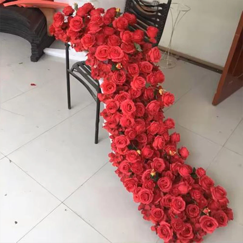 200/50 سنتيمتر الفاخرة روز زهرة اصطناعية صف الزفاف الجدول محور الزهور خلفية جدار أقواس ديكور حفلة الحدث المرحلة الأزهار