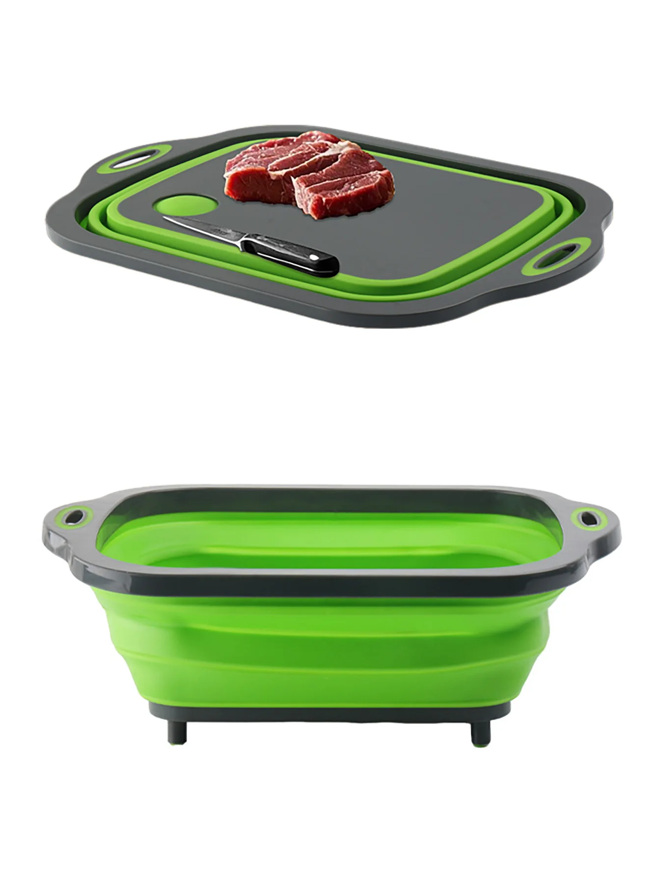 Camping Collapsible Cutting Board Dish Basin BBQ Prep Tub Camp Sink Dish Washing Station Multifunctional Storage Basket