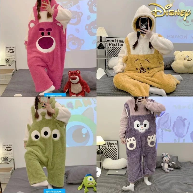 Disney Toy Story Alien Jumpsuit Pajamas Women Cosplay Costume Adult Onesies Jumpsuit Halloween Animal Coral Velvet Sleepwear New