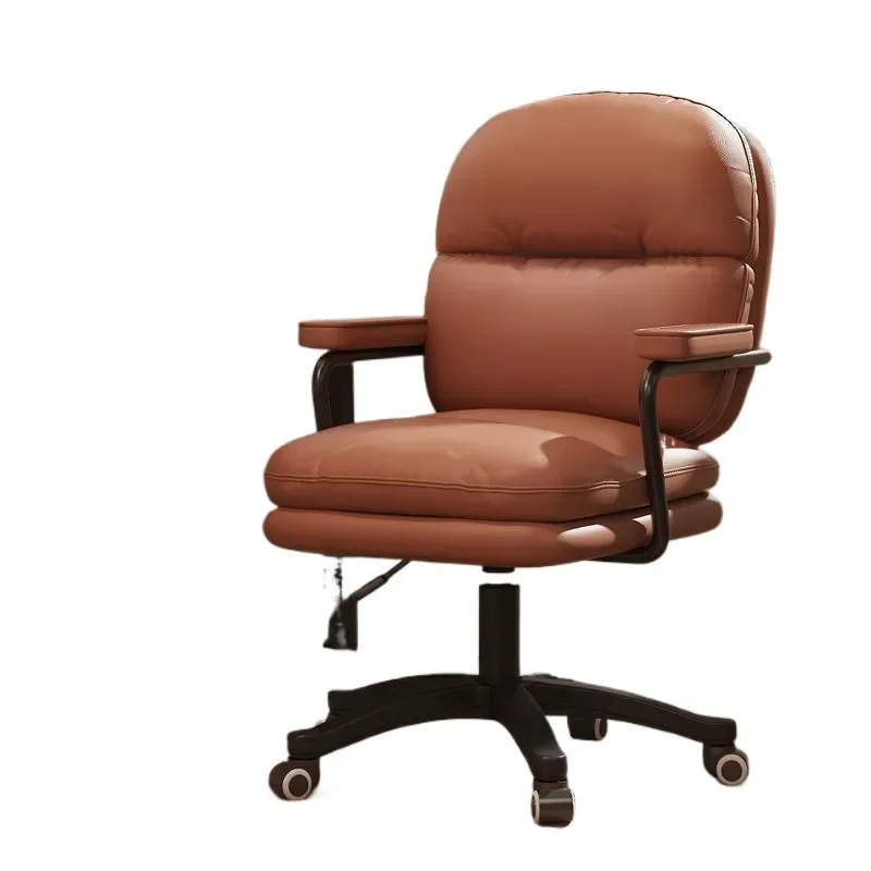 for Girls Small Leather Computer Chair Comfortable Sedentary Bedroom Desk Office Chair with Seat Lifting and Back Support