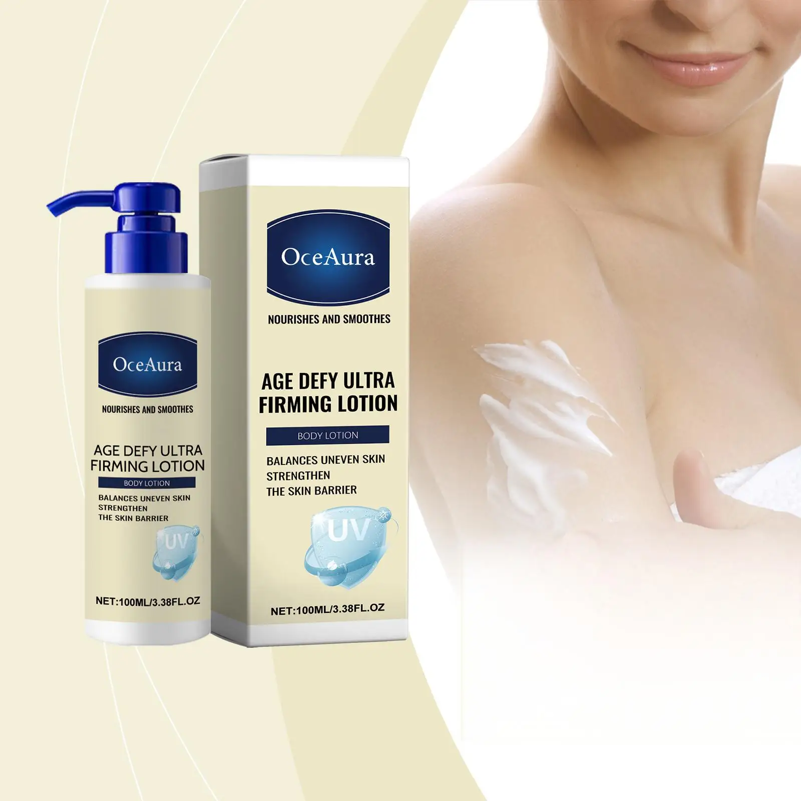 OceAura Straffende Körperlotion, feuchtigkeitsspendende Hautbarriere, Reparatur, Entfernung von Körperrissen, Hyaluronsäure, altersregende Creme, Körperlotion