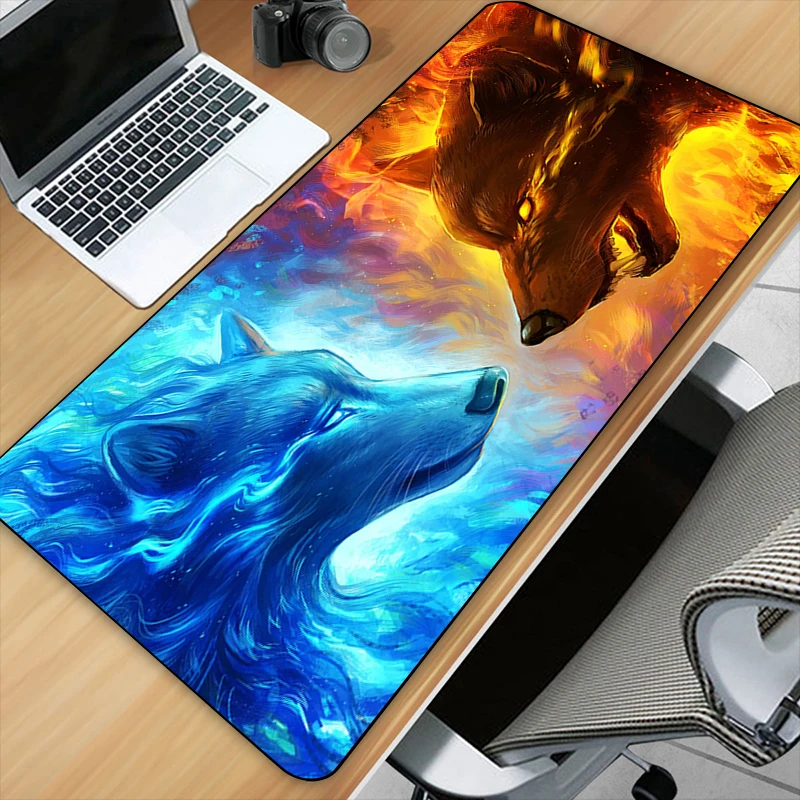 Art Fantasy Wolf Customized HD Printing Gaming Mousepad Computer Lock Edge Natural Rubber E-sports Desk Pad Large Mouse Pad