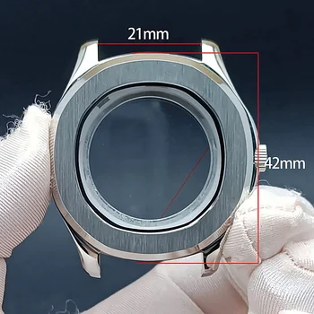 NH35 case 42mm rubber strap luxury men's steel watch parts MOD parts for Nautilus AQUANAUT NH36 movement watch accessories