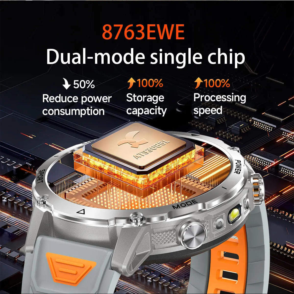 Robuste und langlebige 1400mAh Batterie Smartwatch für Herren Outdoor-Taschenlampe IPX8 Wasserdicht Herzfrequenzmessung Drahtlose Anruffunktion Sportarmbänder – Detail 15