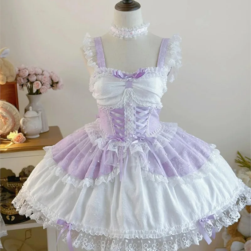 Sweet Ballet Style Flower Wedding Suspender Skirt Dress Pettiskirt Suit