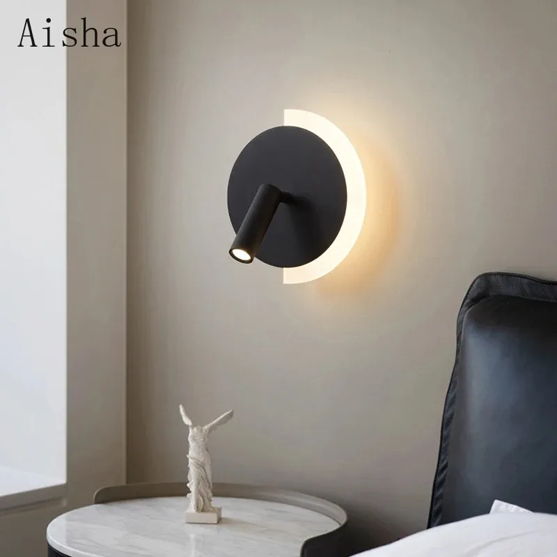 Modern LED Wall Light Aluminum with Switch Rotatable Spotlight for Bedroom Bedside Wall Lamp Living Room Hallway Luminaries