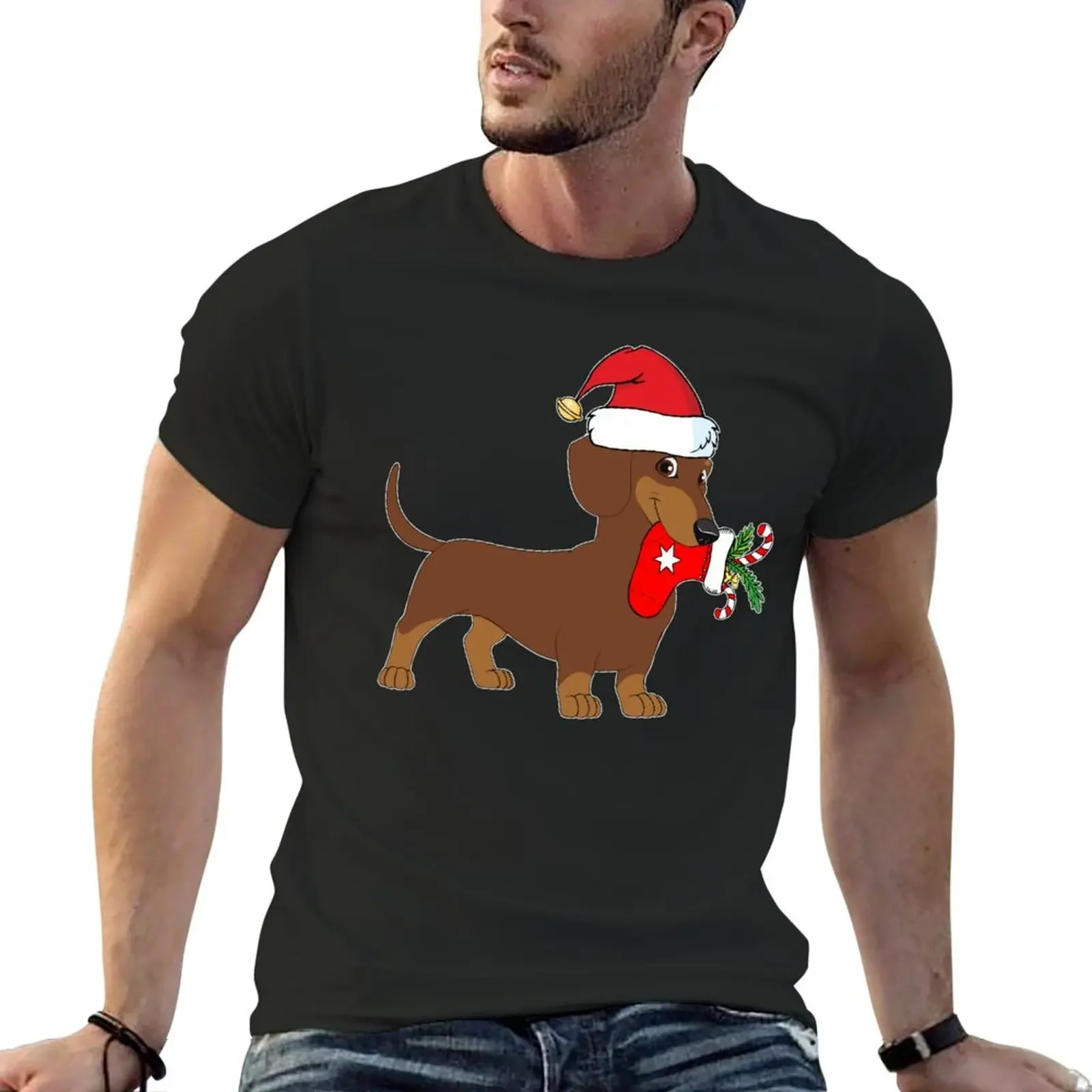 Dachshund Christmas Stocking Dog T-Shirt new edition designer shirts shirts men