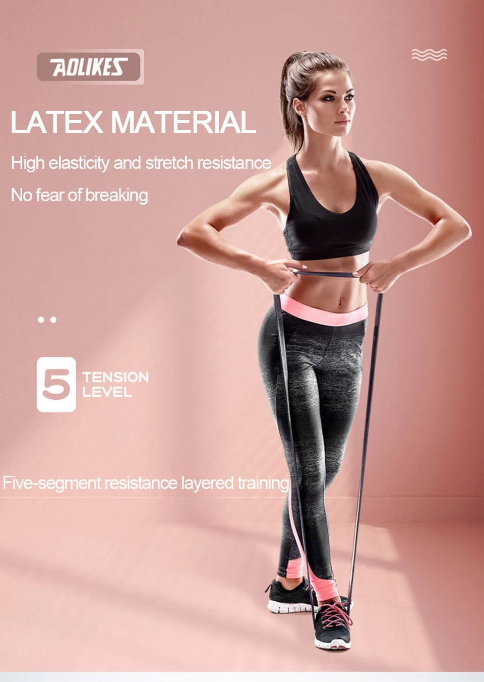 AOLIKES Widerstandsband, hochziehbares Hilfsband, Stretchband, Widerstand, schwere Trainingsübung für Physiotherapie, Heimtraining – Detail 3