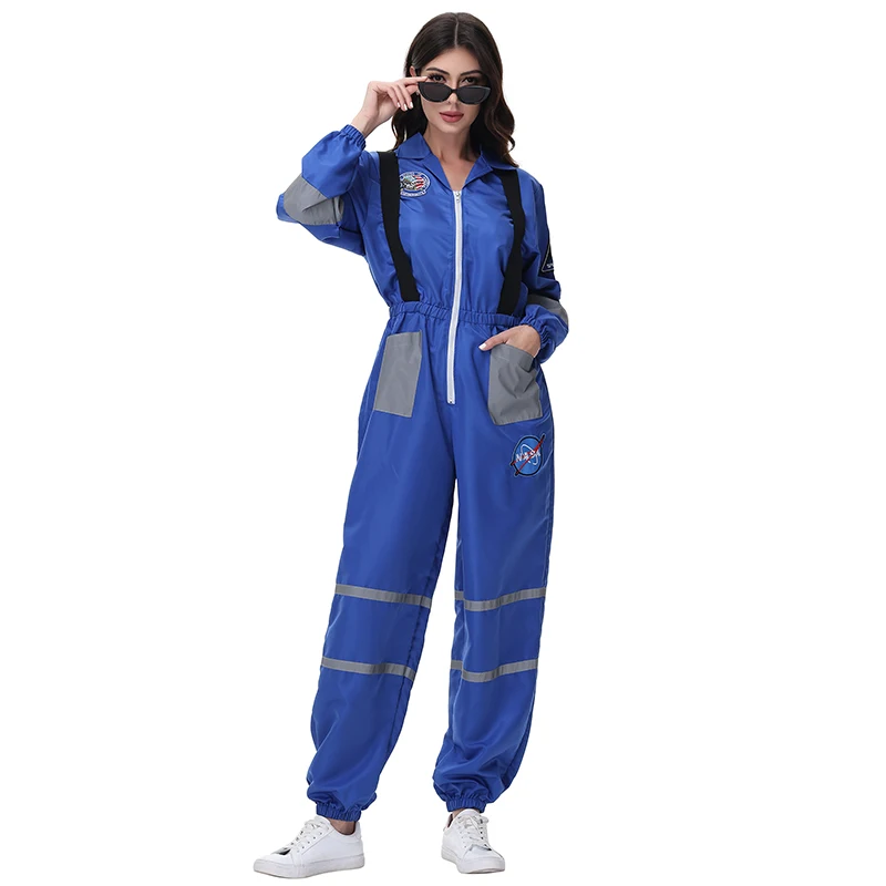 

Women's Astronaut Costume Adults Spaceman Jumpsuit Space Suit Outfit One Piece Flight Coverall Halloween Party Cosplay Costume
