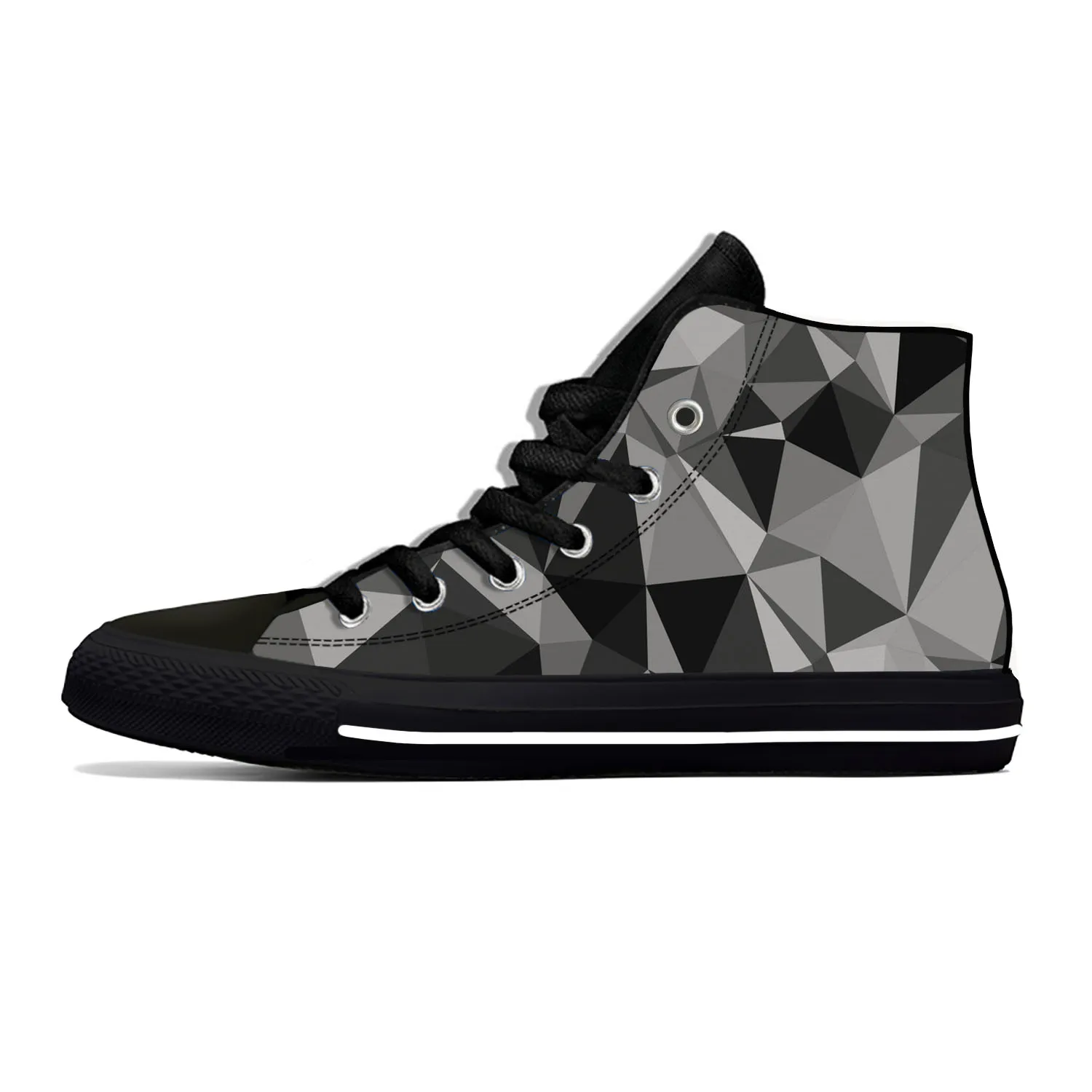 Hot Geometric Abstract Triangle Aesthetic Fashion Casual Cloth Shoes High Top Lightweight Breathable 3D Print Men Women Sneakers