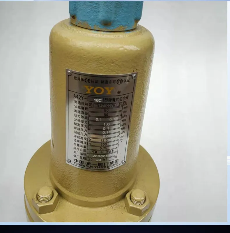 New Yongyi Safety Valve A42Y-16C/25/40/64 DN50 Spring Full Open Closed Cast Steel Hydrogen Oxygen Gas Nitrogen 1PCS