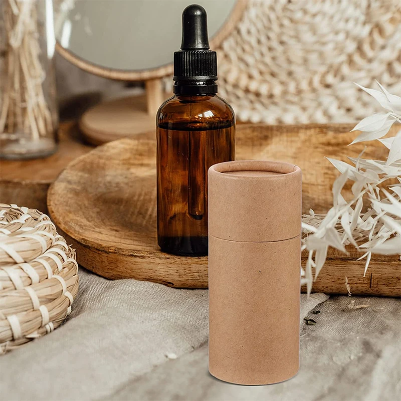 10Pcs Kraft Paper Tube Round Kraft Paperboard Jar Containers Cardboard Essential Oil Bottle Tube Box for Cosmetic Gift Packaging