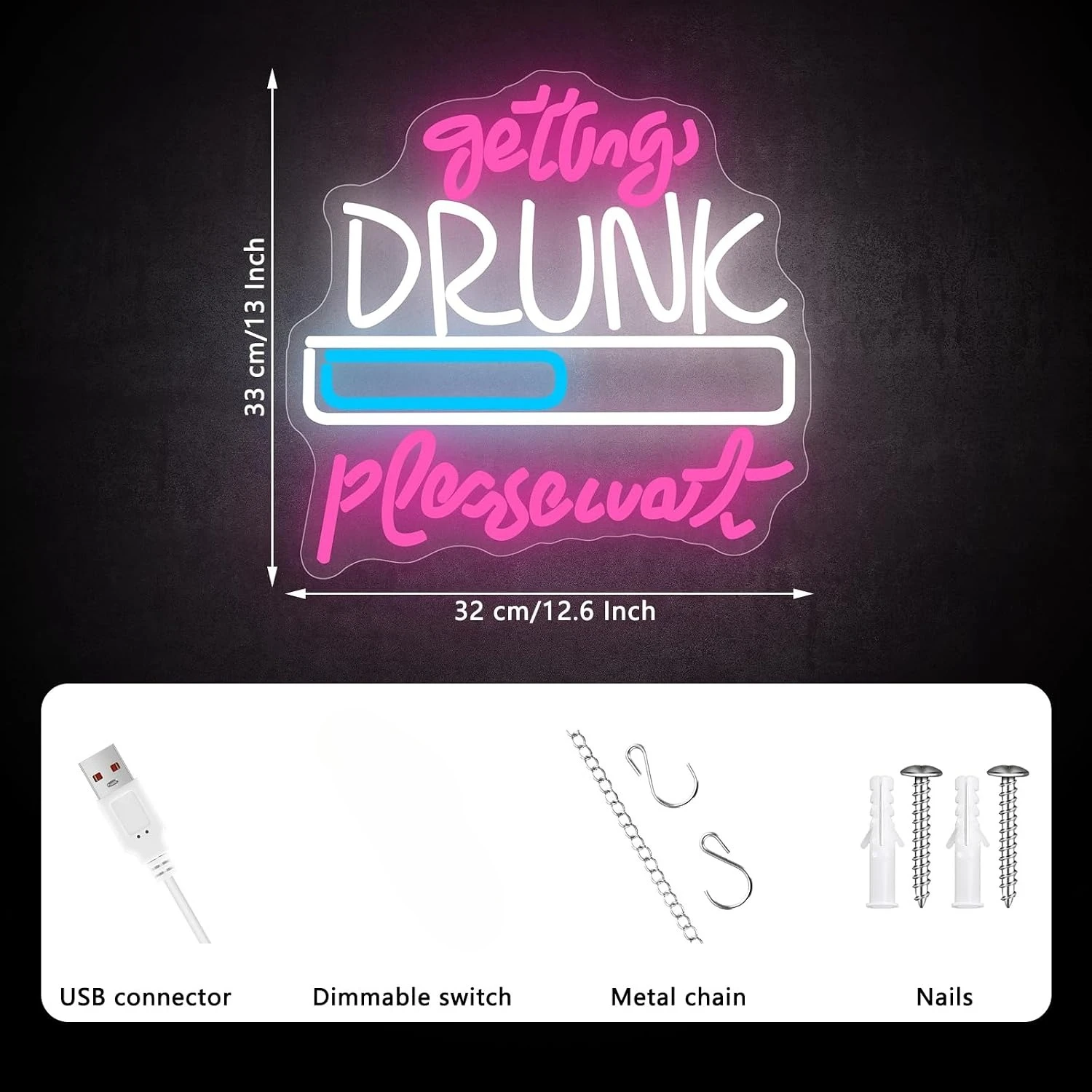 Funny Loading Progress LED Neon Sign USB Powered Humorous Slogan Neon Light Bar Party Room Home Lounge Aesthetic Decor Gift