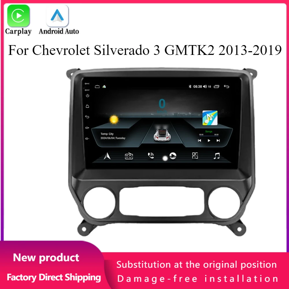 Android 14 For Chevrolet Silverado 3 GMTK2 2013-2019 Car Radio 4G Carplay Multimedia Player Bluetooth Intelligent System Screen