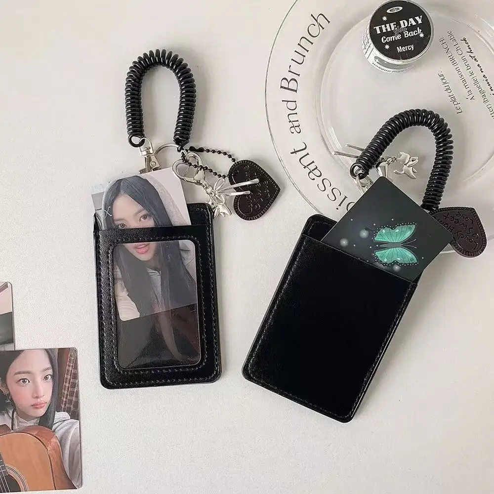Cat Black PU Card Holder Student ID Card Storage Protective Sleeve for Collectors Polaroid Photo Display Hanger image 4