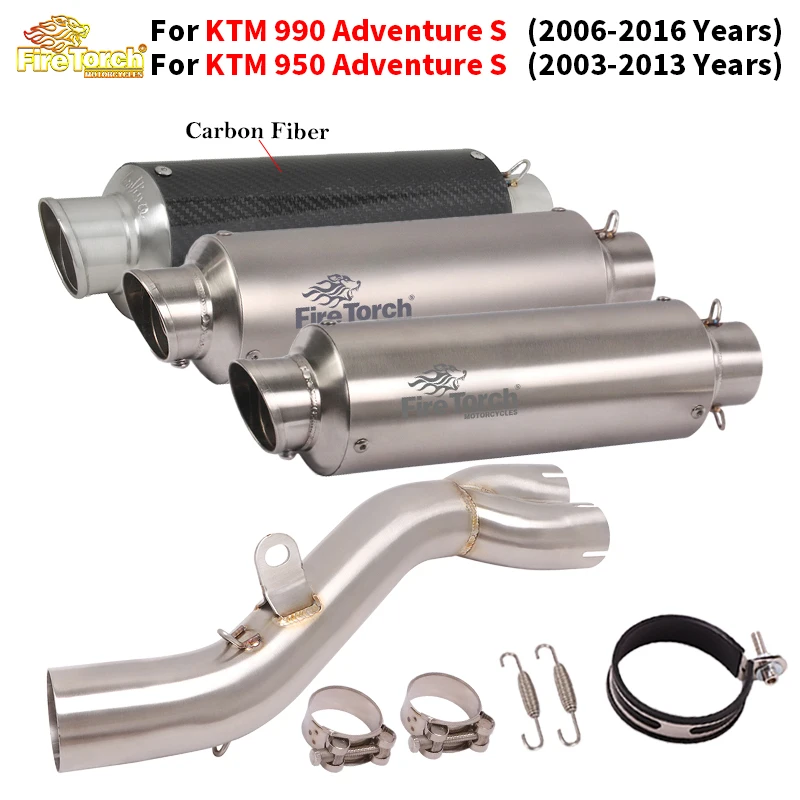 

Slip On For KTM 950 Adventure s 2003 - 2013 KTM 990 Adventure s 2006 - 2016 Motorcycle Exhaust Escape Muffler With Mid Link Pipe