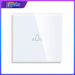 Bingoelec EU Standard Doorbell Touch Sensor Switch Crystal Glass Panel LED Backlight Door Bell Switches 86*86mm Home Improvement