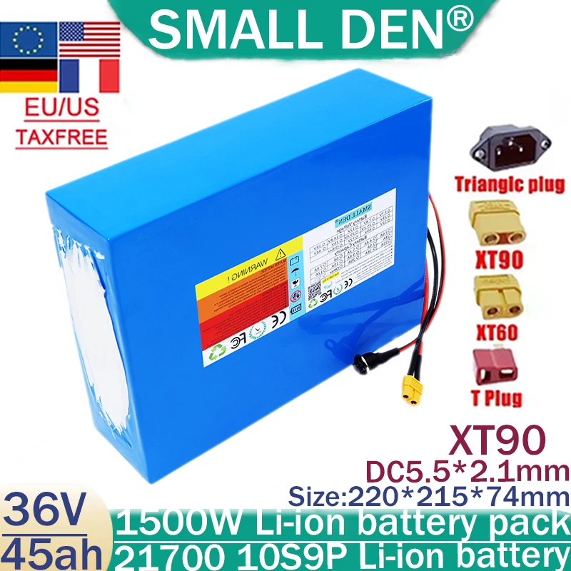 NEW 36V 45ah 21700 10S9P lithium-ion battery pack 100-1500W power tool battery outdoor backup battery, with 40A BMS solar travel