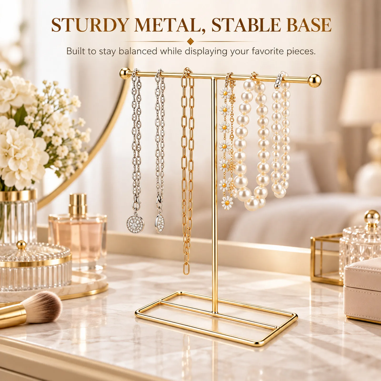 Necklace Jewelry Stand Metal T Bar Holder Organizer Rack Dangle Earring Hanger Display Necklace Holder Organizer