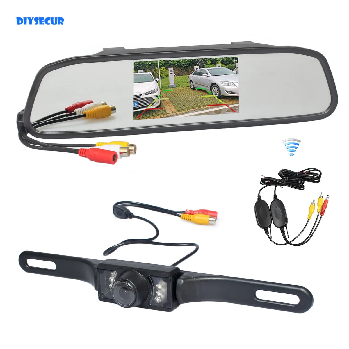 

DIYSECUR Wireless 4.3" TFT LCD Display Rear View Monitor Car Mirror Monitor IR Backup Car Camera Parking Assistance System Kit