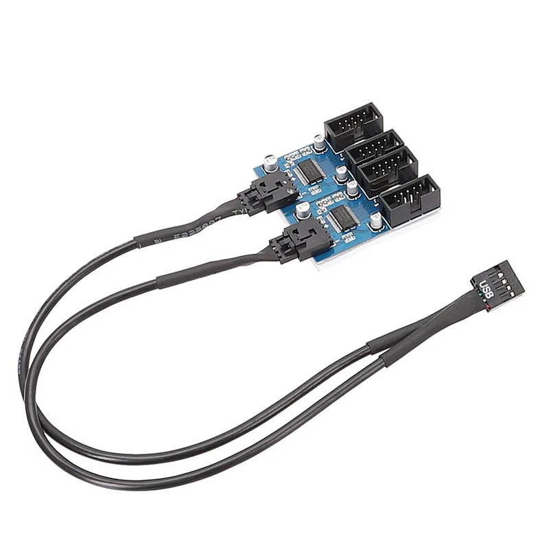 30cm 9핀 USB 분배기 USB 9핀 인터페이스 헤더 마더보드 확장 1 ~ 2/4 케이블 데스크탑 USB2.0 허브 커넥터 어댑터 포트