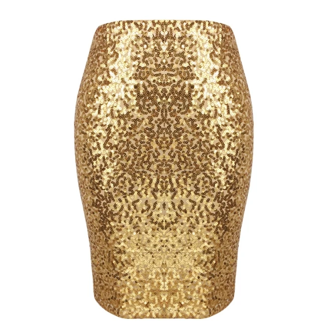 Pencil skirt solid color sequin skirt