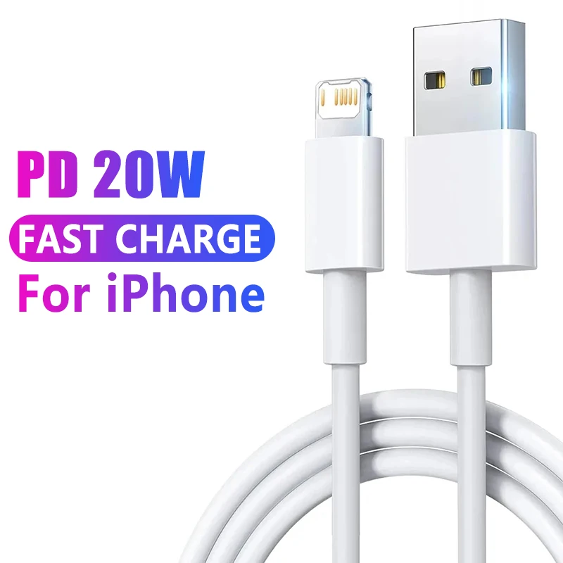 Kabel do iPhone 14 13 12 11 Pro Max Mini 6 7 8 Plus XS X XR SE iPad 20W synchronizacja danych telefonu przewód szybkiego ładowania 0.3M 1M 2M