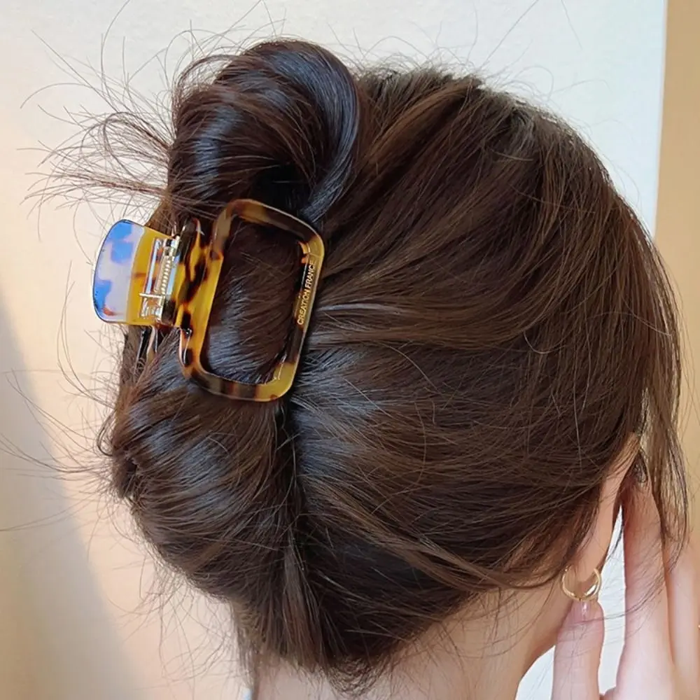 

Acetic Acid Mini Hair Claw Y2K Hair Grab Clip Acetate Hair Clips Leopard Pattern High Ponytail Clip Square Barrettes Daily