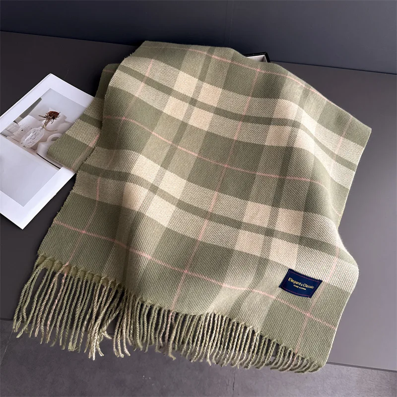 

53*200 см зимний шарф в стиле ретро, клетчатый дизайнерский роскошный женский кашемировый платок, уличное одеяло, накидка из пашмины, кисточка, теплая женская