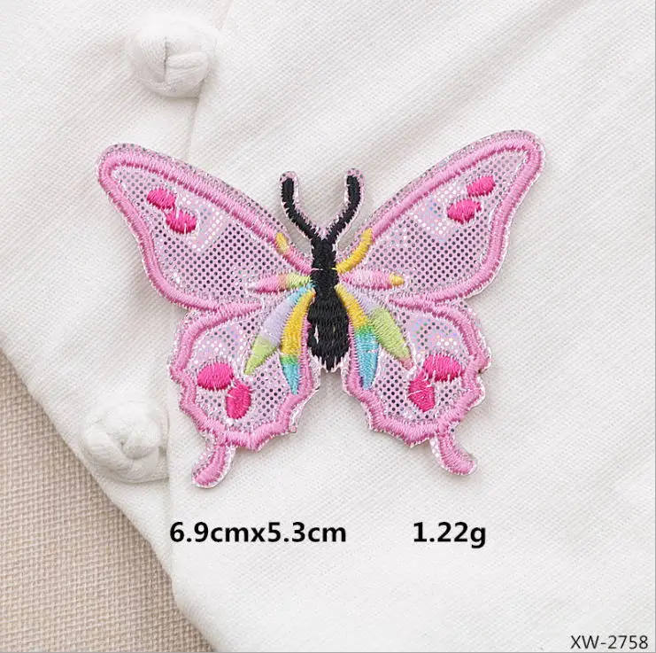 New arrival 10 pcs Butterfly Embroidered leather patches iron on fashion hat shoe bag Motif Applique embroidery accessory diy