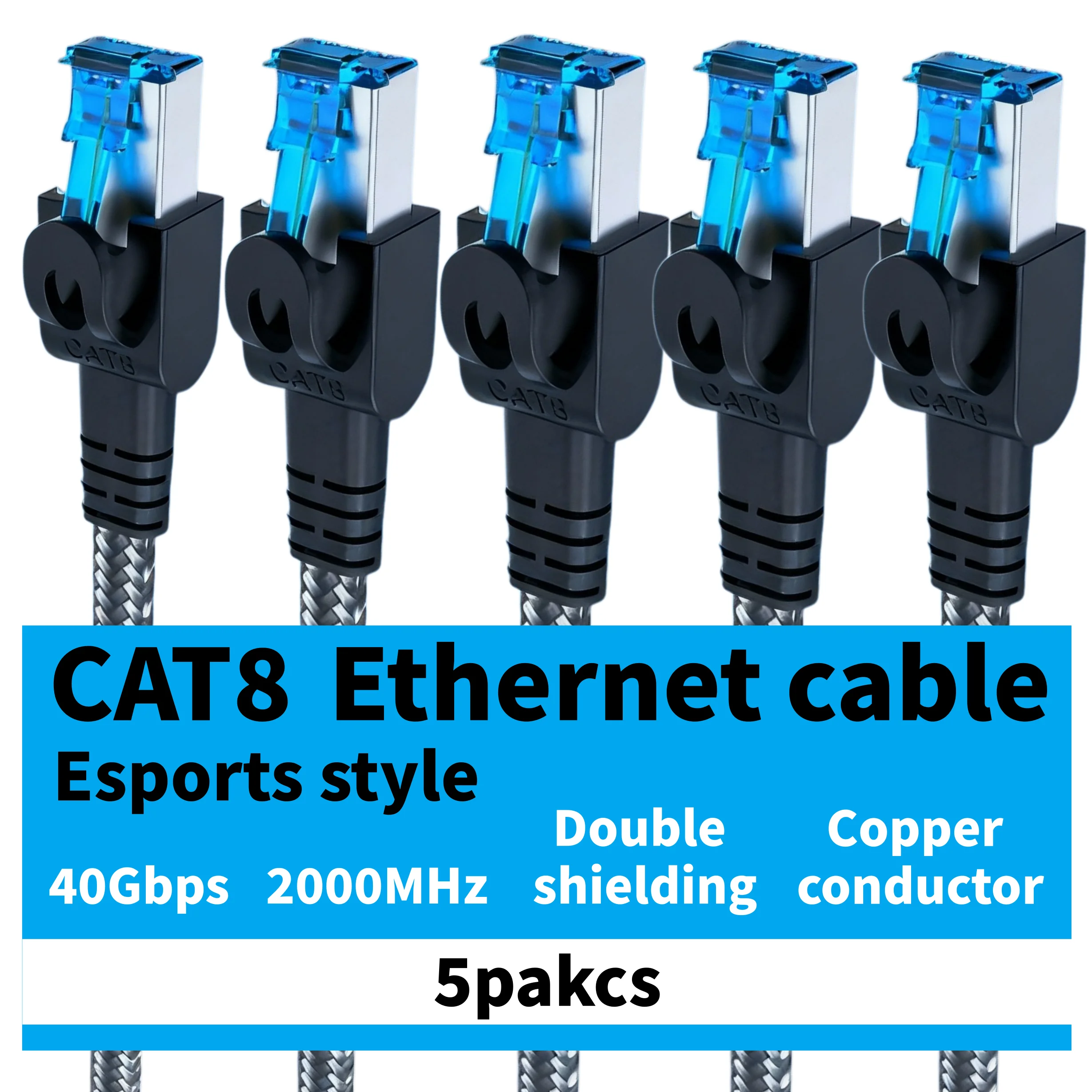 Cat8 Ethernet Cable 1Pack 2Packs 3Packs 5Packs40Gbps Cat 8 RJ45 Network Lan Patch for Router Modem Internet RJ45 Ethernet Cable