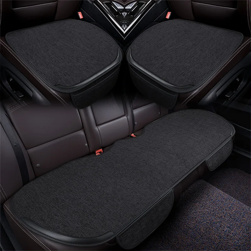 Flax Car Seat Cover Front Rear Full Set Car Interior Summer Accessories Protector Cushion Automobile Auto Seat Protection Pad