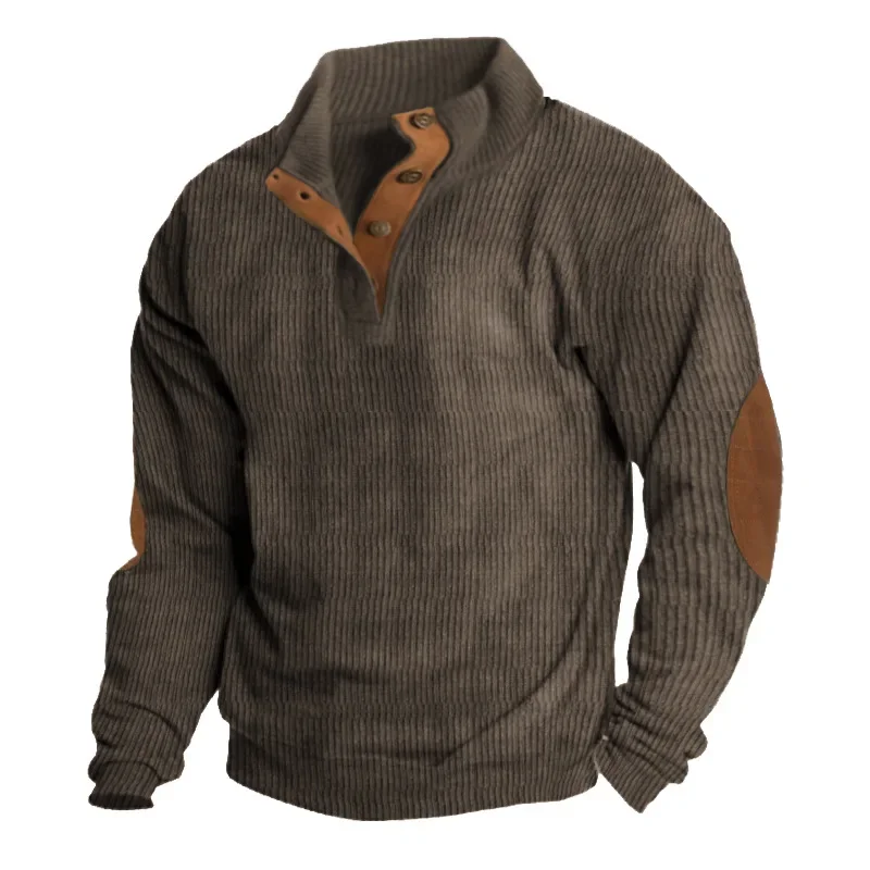 Autumn and Winter European Size Men's Outdoor Casual Sting Collar Long Sleeve Sweatshirt Warm  Cold Resistant Inner Wear