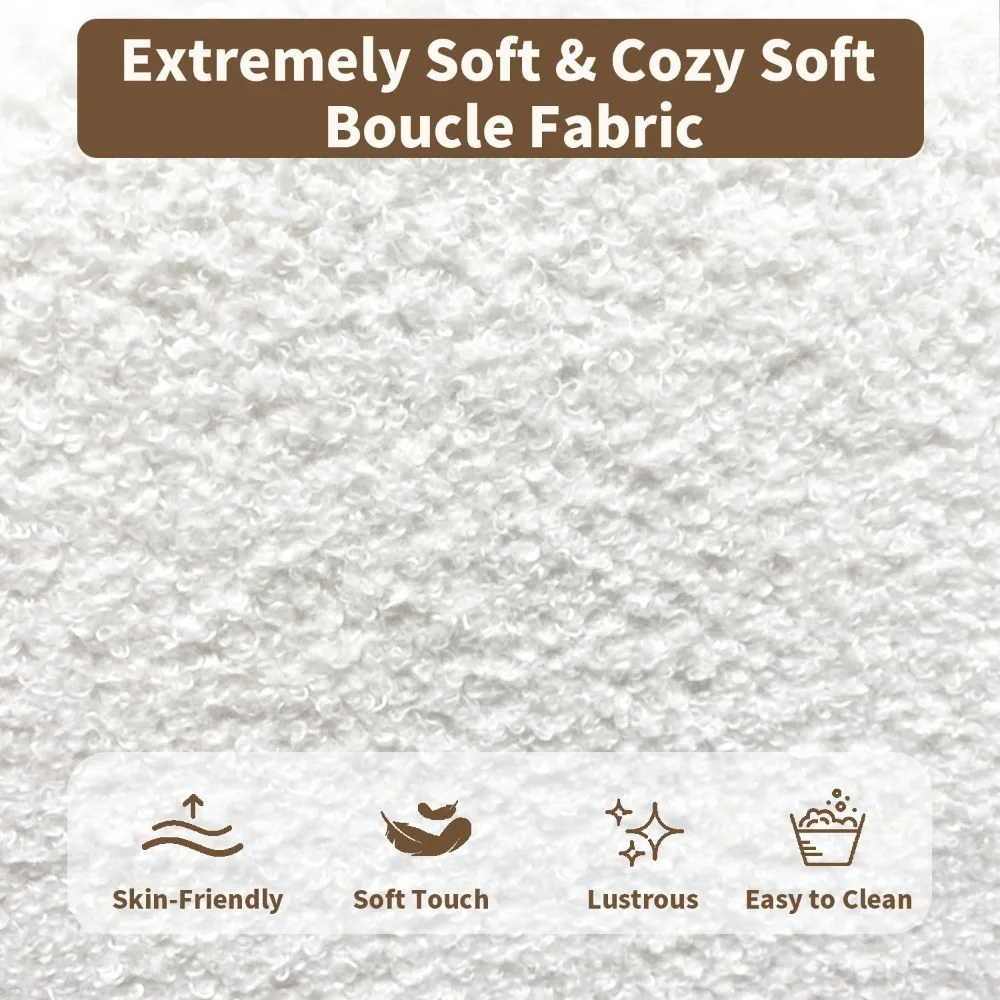 إطار سرير منجد مزدوج الحجم مع لوح رأسي، قماش بوكل ناعم، شكل سحابة مارشميلو، سرير مزدوج مريح وأنيق Fr