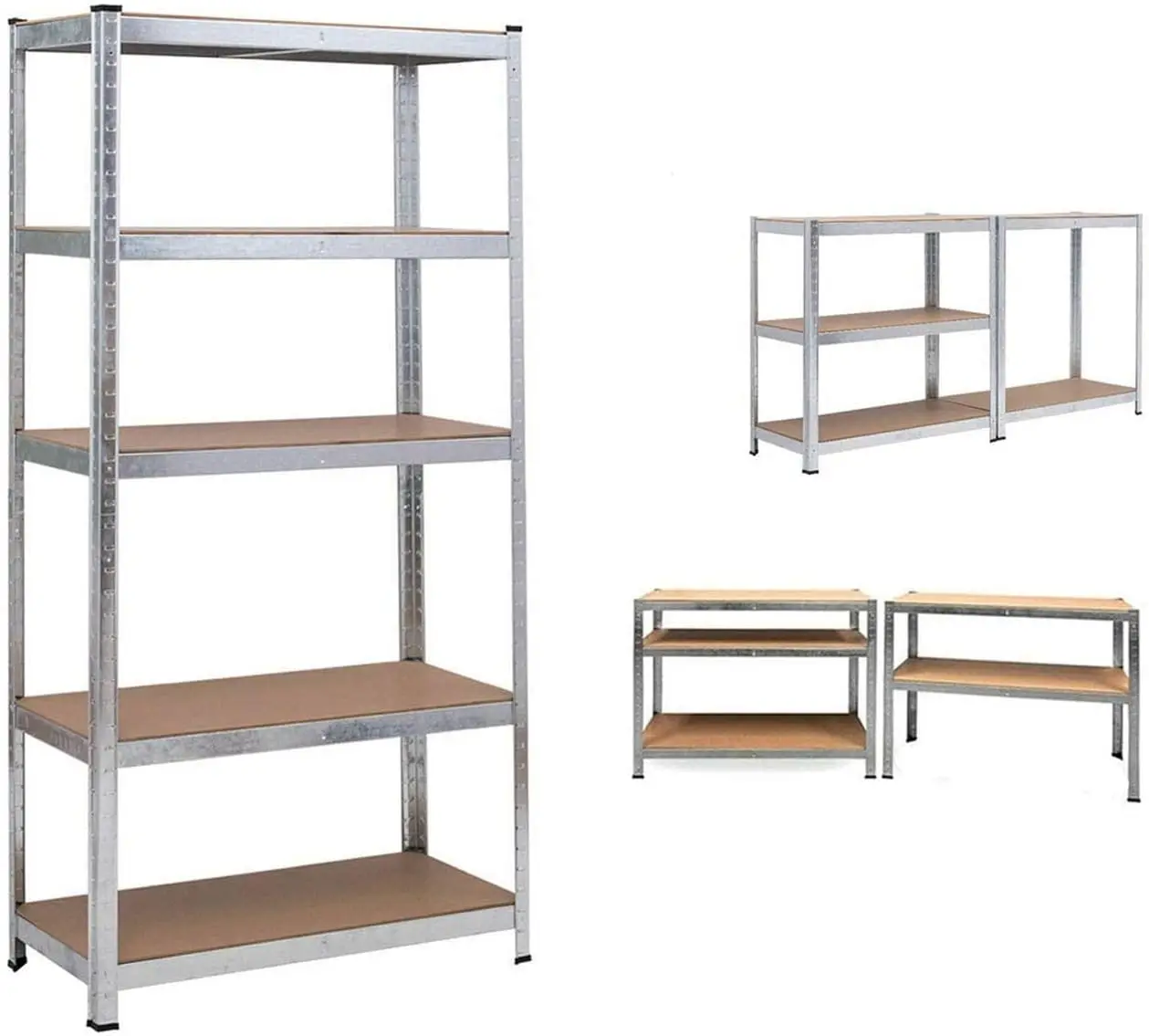 Regale zur Aufbewahrung – Robustes Garagenregal aus Metall, schraubenlos, freistehend, 5-stufige Regaleinheit, 180 x 90 x 40 cm, 875 kg