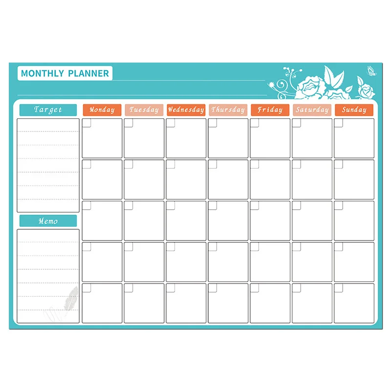 A3 Size Magnetic Weekly &monthly Planner Dry Erase Calendar Fridge Sticker Spanish, French, English. No Pen