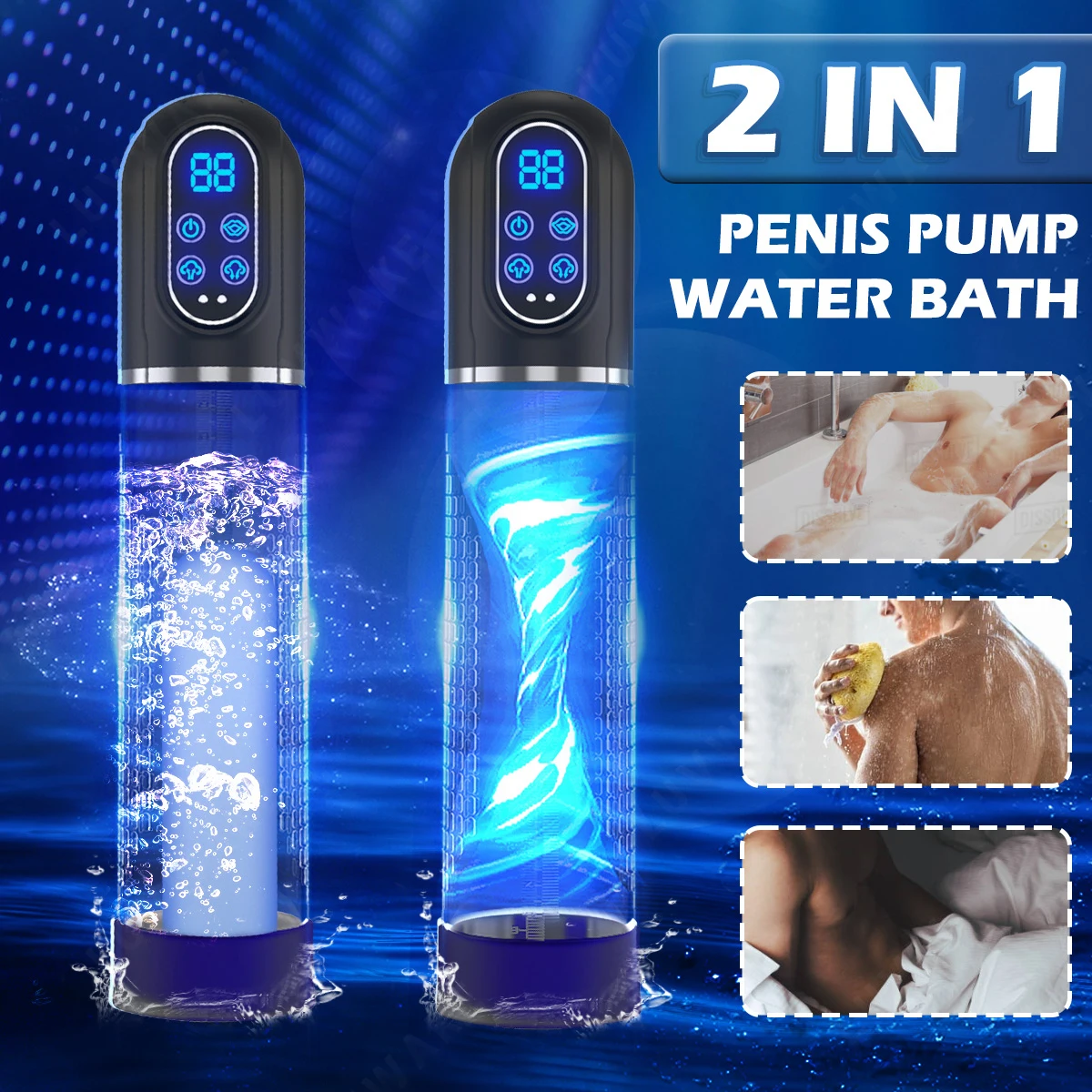 IPX7 Waterproof Electric Penis Pump Vacuum Pump Enlargement Extend Endurance Trainer for Larger Suction Toys for Men Masturbator