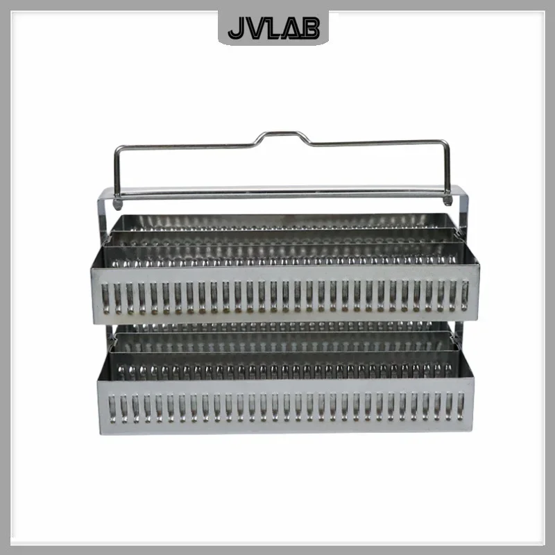 Stainless Steel Dyeing Rack Slides SUS Slides Staining Holder 132*70*73mm Up to 60 Slides without Tank Resistant Acid & Alkali