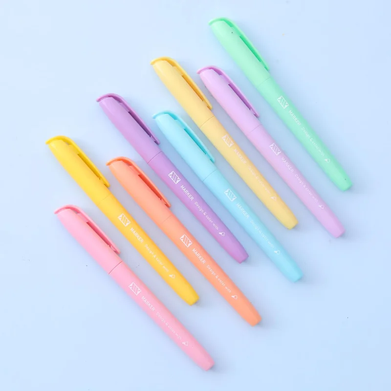 Macaron Highlighter Pen Color Creative and Dazzling Student Note-taking Key Doodle Novelty Pretty Stationery School Supplies