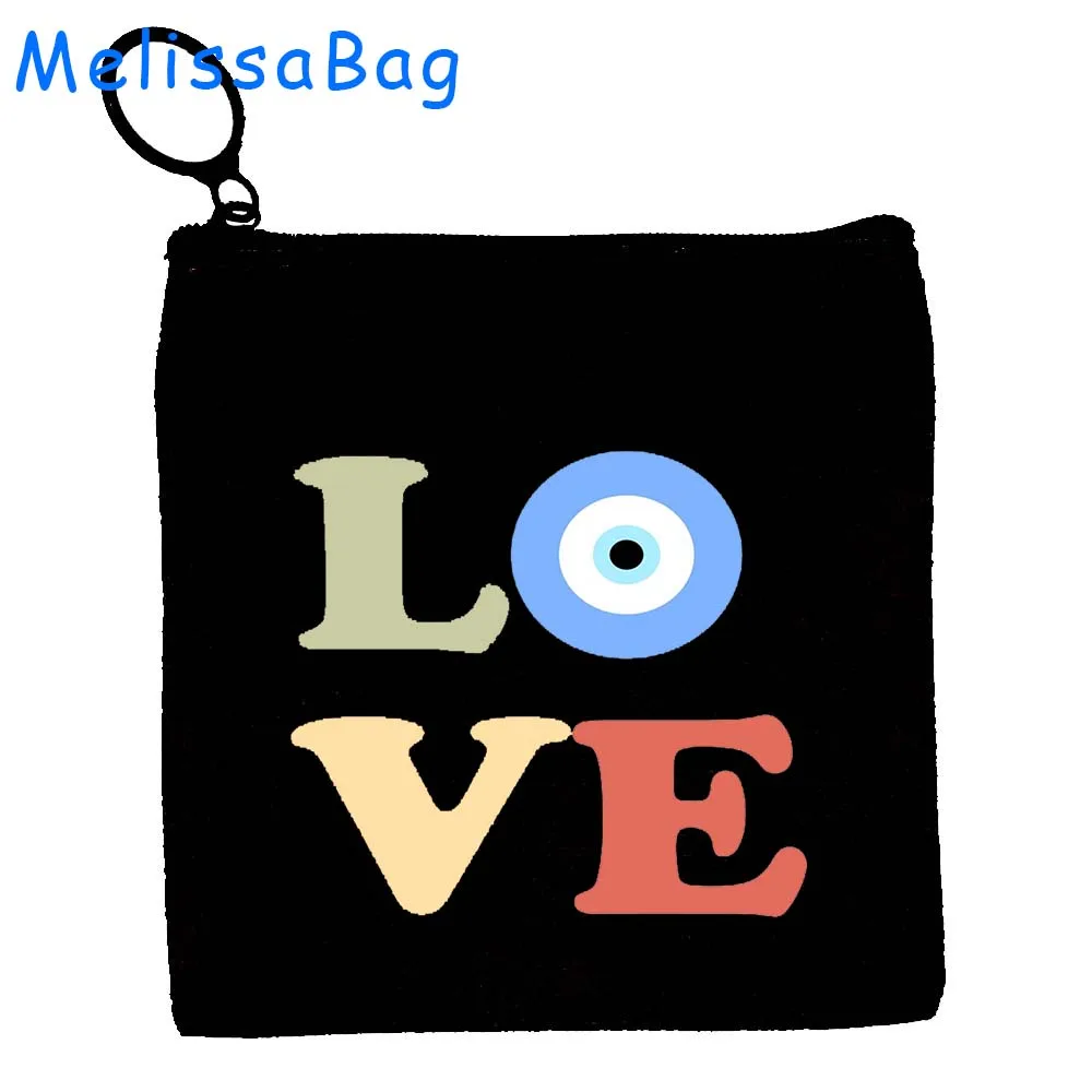 Colorful Mati Blue Evil Eye Protection Canvas Bags Flower Masallah Nazar Coin Purse Key Case Square Storage Bags Wallet Pouch