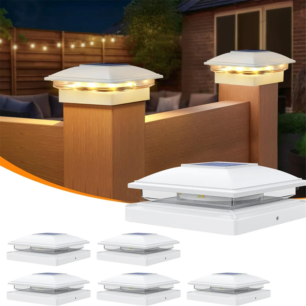 

NEW 4 Pack Solar Post Cap Lights Outdoor, 16 LEDs Fence Post Solar Lights Outdoor Waterproof, Deck Fence Cap Light