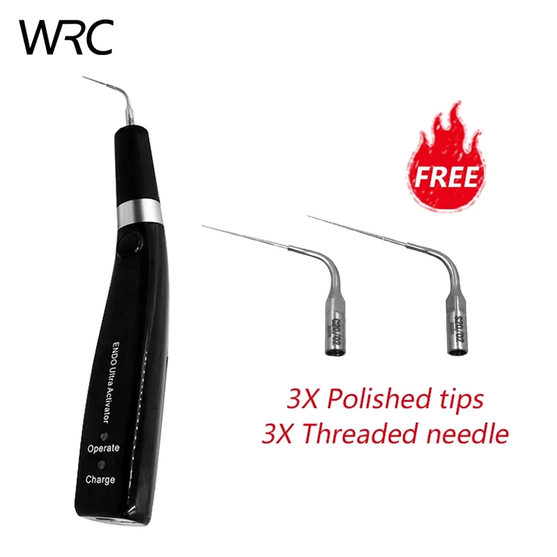 Dental Endo Ultra Activator Endo Irrigator Handpiece with 6 Tips 40-50Khz 1500mAh Cordless Ultrasonic Activator