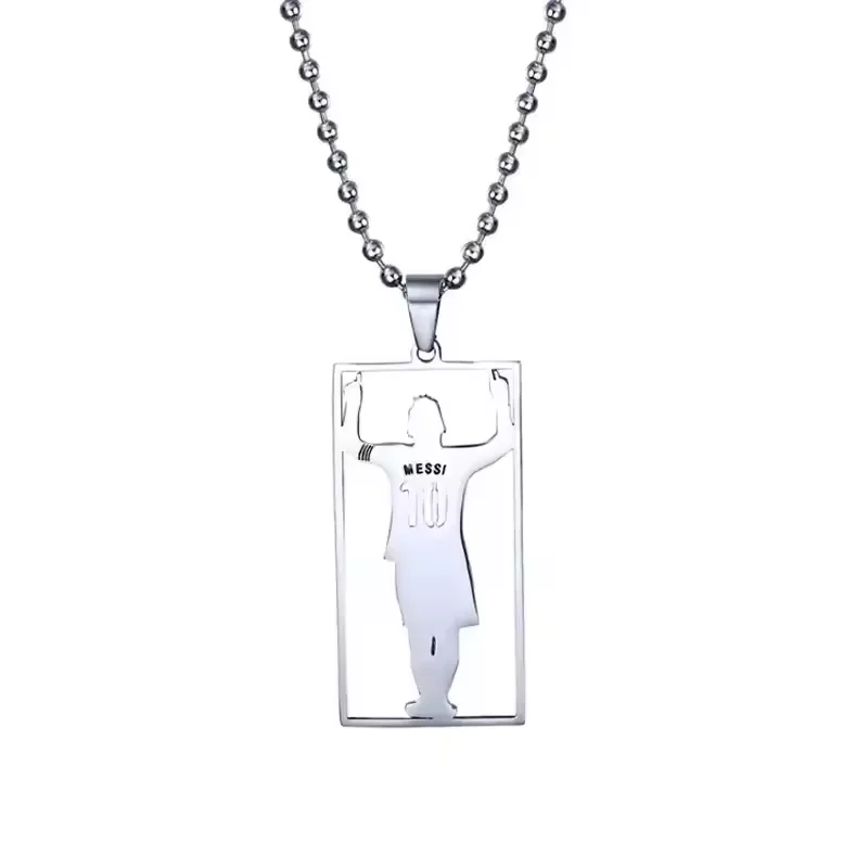 Lionel cStainless Steel Necklace Football Soccer Star Cristiano Ronaldo Leo Messi Pendant Clavicle Charming Jewelry Gifts